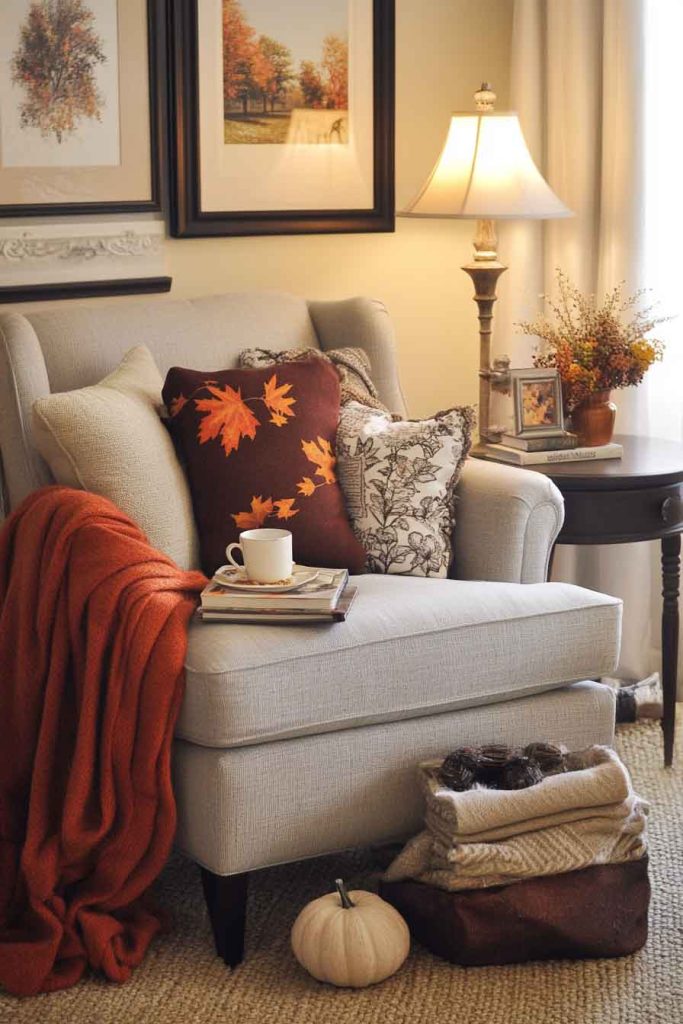 Cozy Reading Nook with Fall Layers