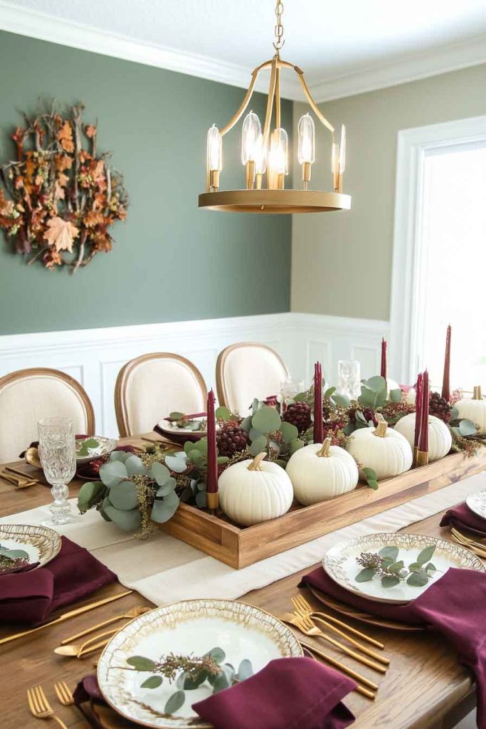 Elegant Dining Room with Harvest Table Setting