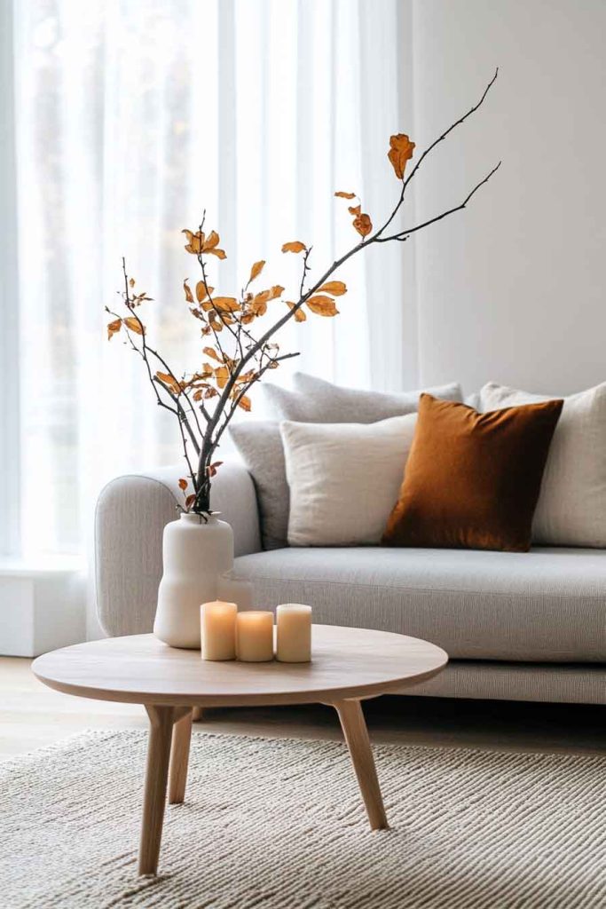 Minimalist Living Space with Subtle Fall Touches