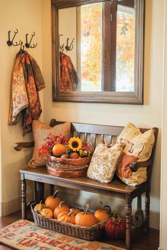 Eclectic Entryway with Fall Welcome