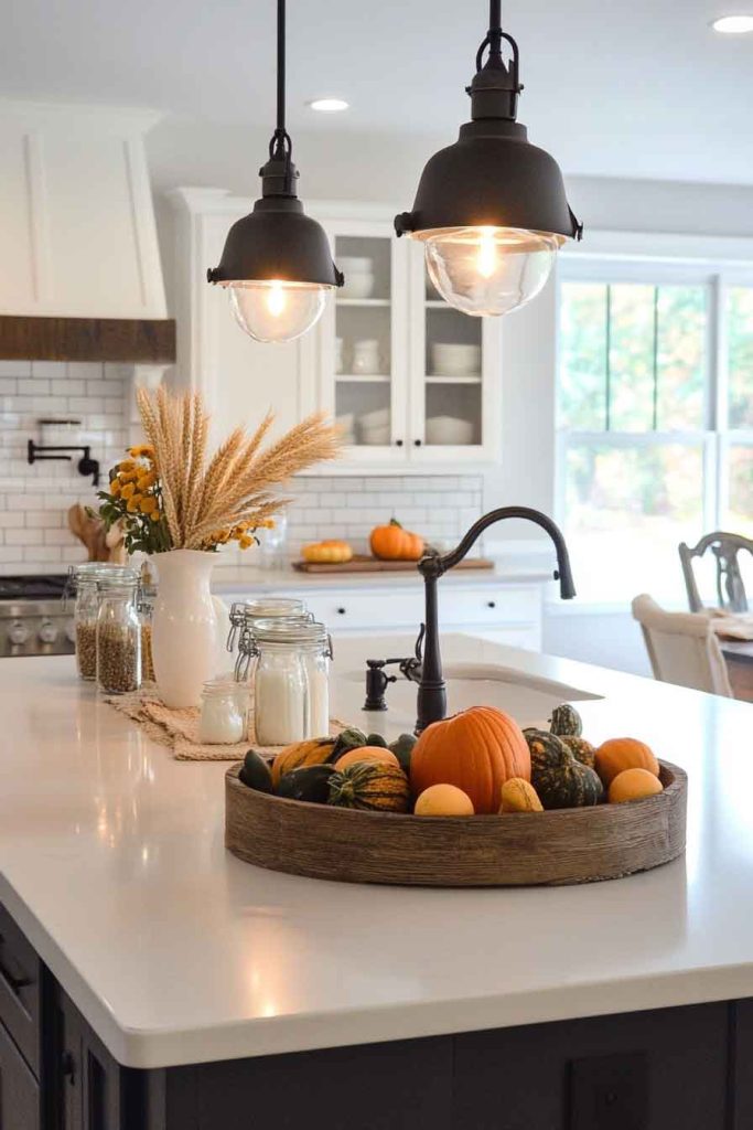 Modern Farmhouse Kitchen with Fall Harvest Theme