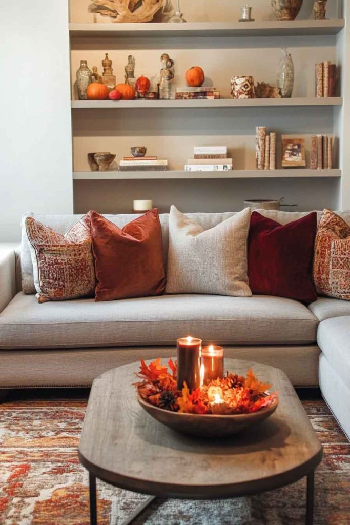 Transitional Living Room with Sophisticated Autumn Style