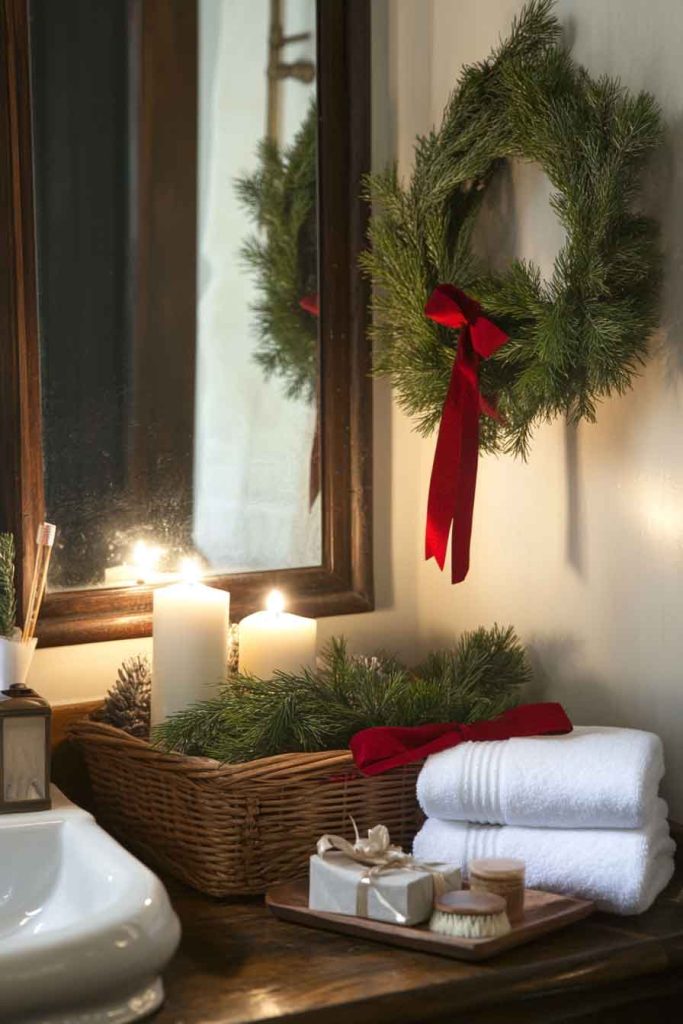 Bathroom with Spa-Like Christmas Touches