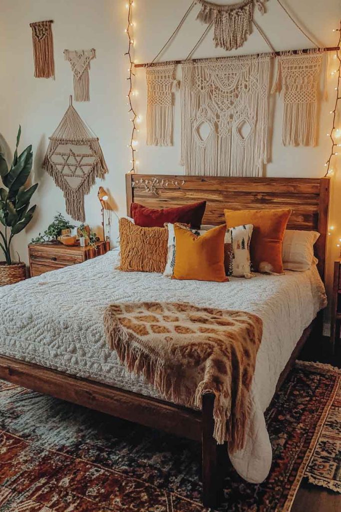 Bohemian Fall Bedroom with Layered Textures