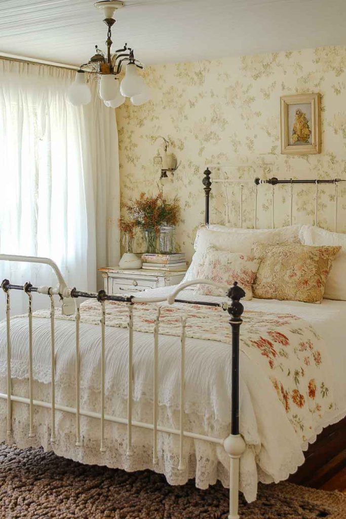 Cottage-Style Fall Bedroom with Floral Patterns