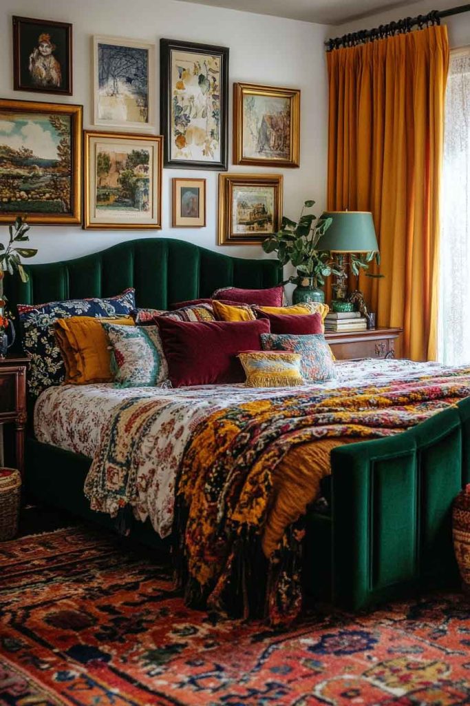 Maximalist Fall Bedroom with Bold Colors