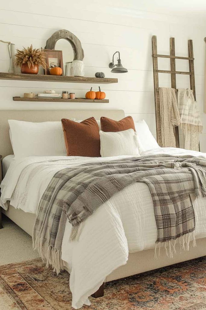 Modern Farmhouse Fall Bedroom with Shiplap