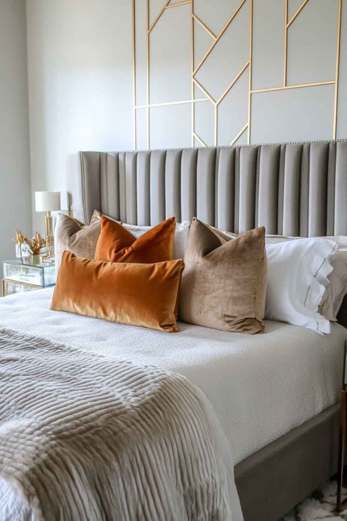 Modern Glam Fall Bedroom with Mixed Metals