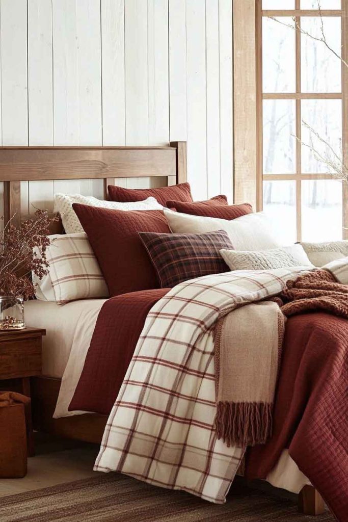 Classic Plaid Bedding in Warm Autumn Tones