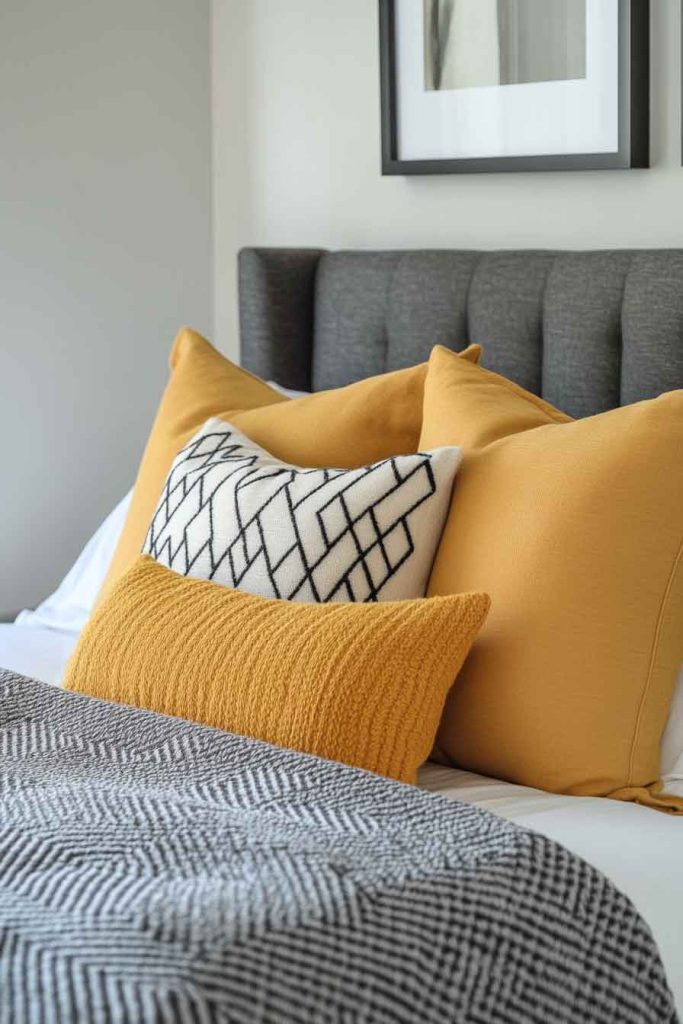 Mustard Yellow Bedding with Gray Accents