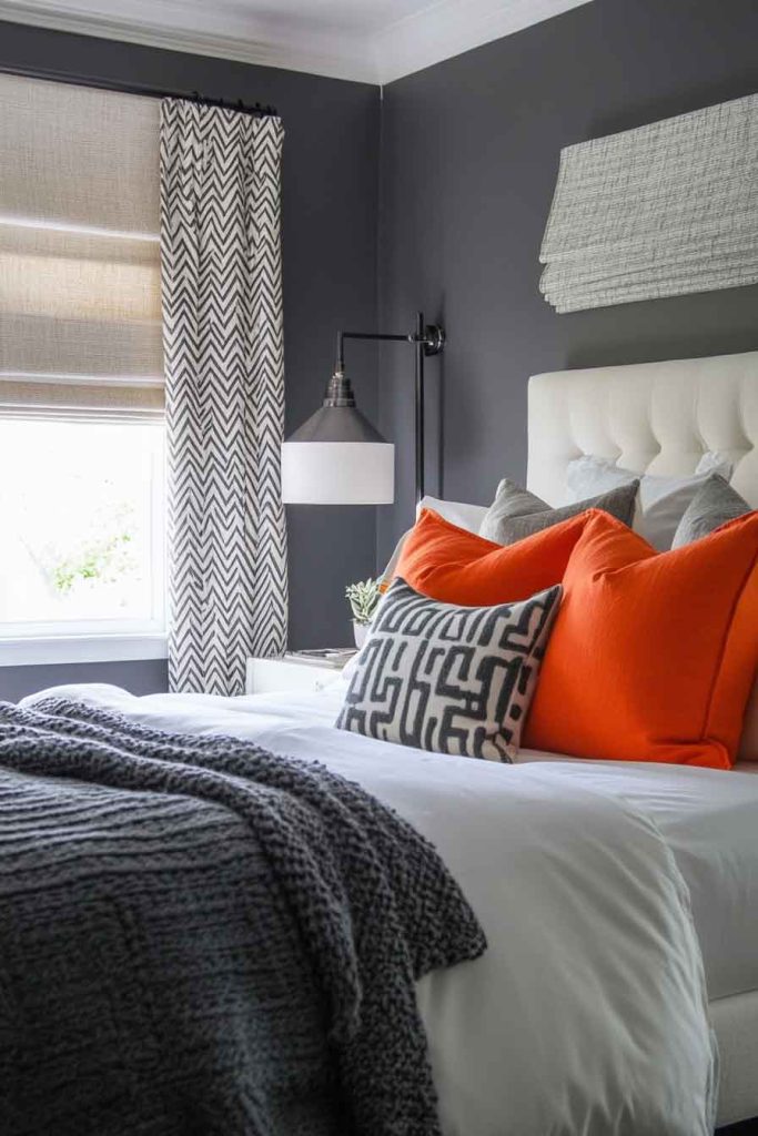 Gray and Orange Color Block Bedding