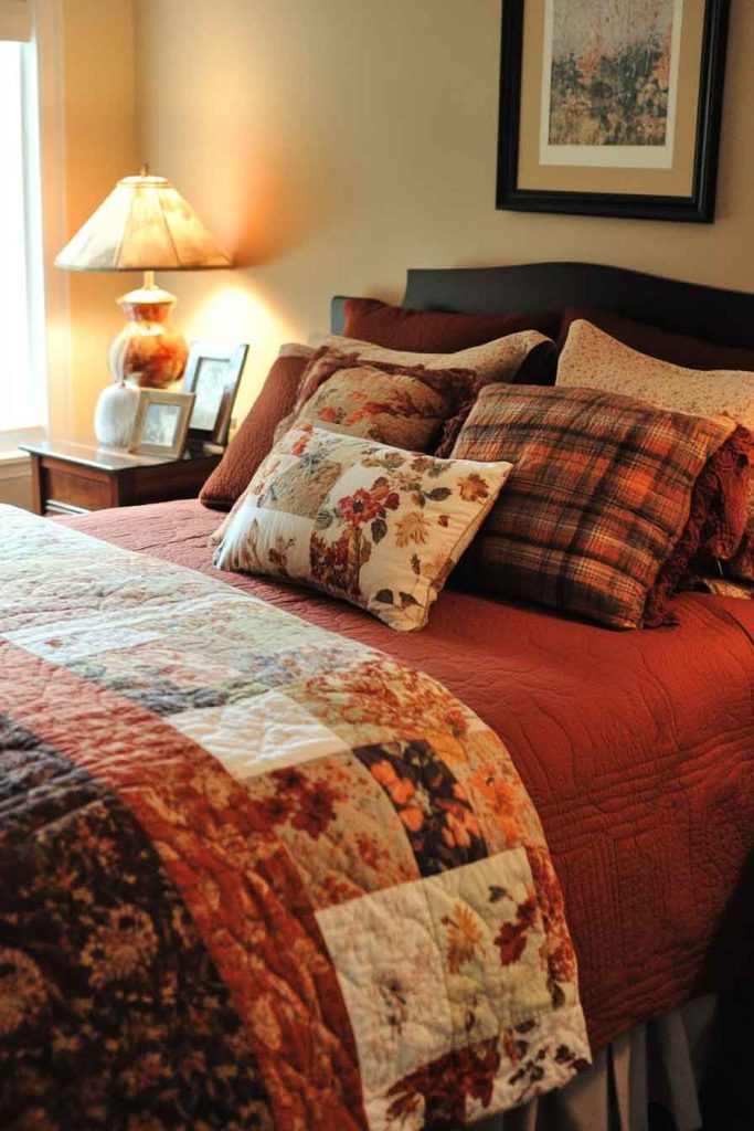 Quilted Bedding in Fall Patchwork