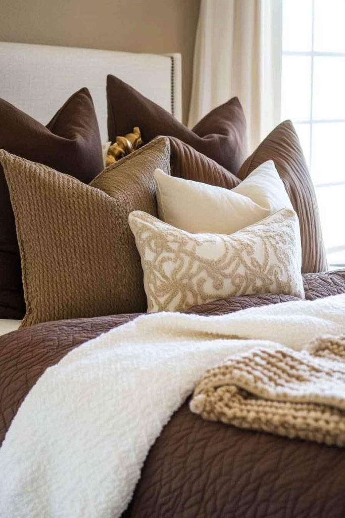 Chocolate Brown Bedding with Cream Layers