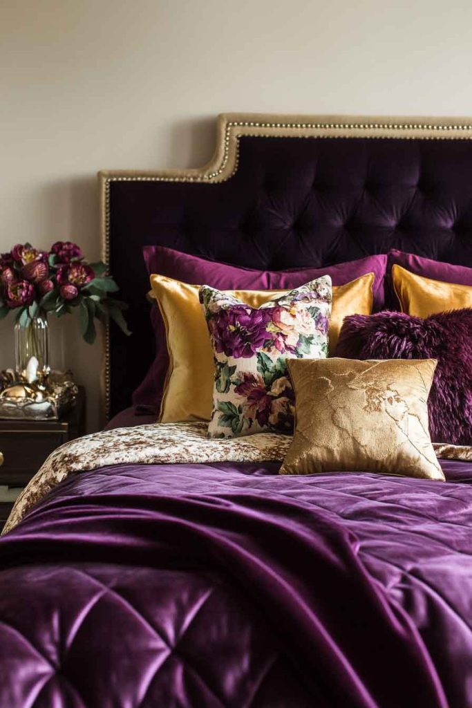 Jewel-Toned Bedding in Deep Plum