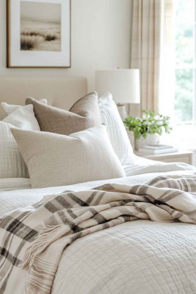 Layered Neutrals with Seasonal Throw Blanket