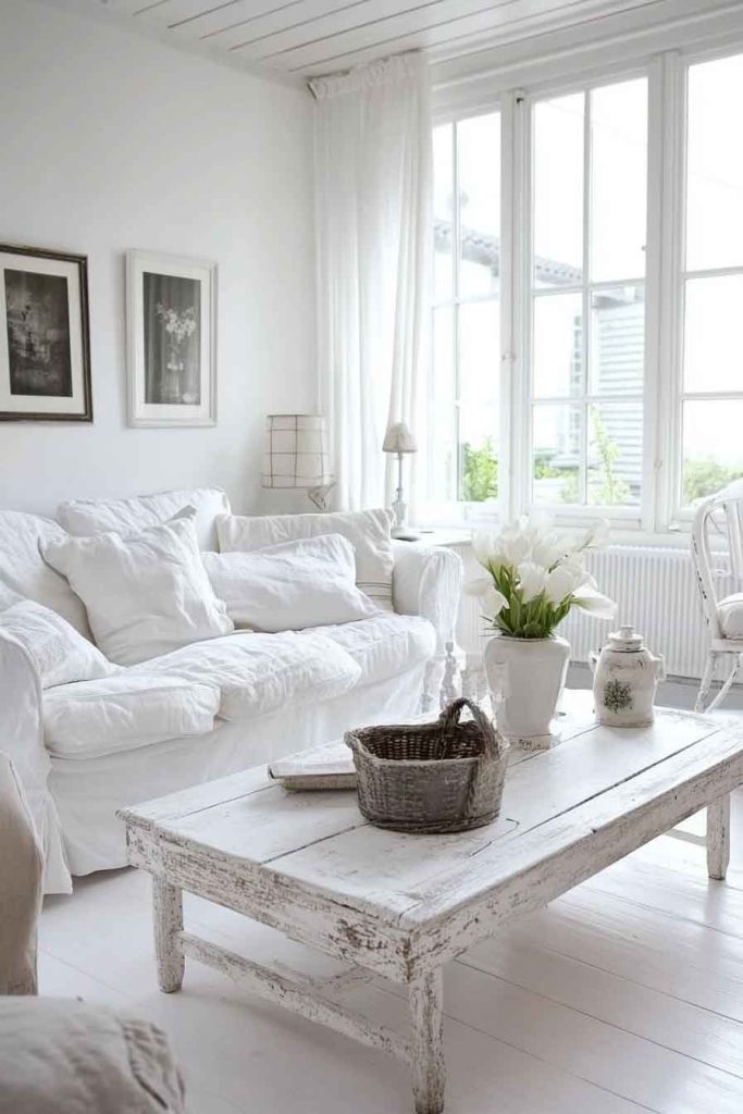 Vintage White Shabby Chic Living Room