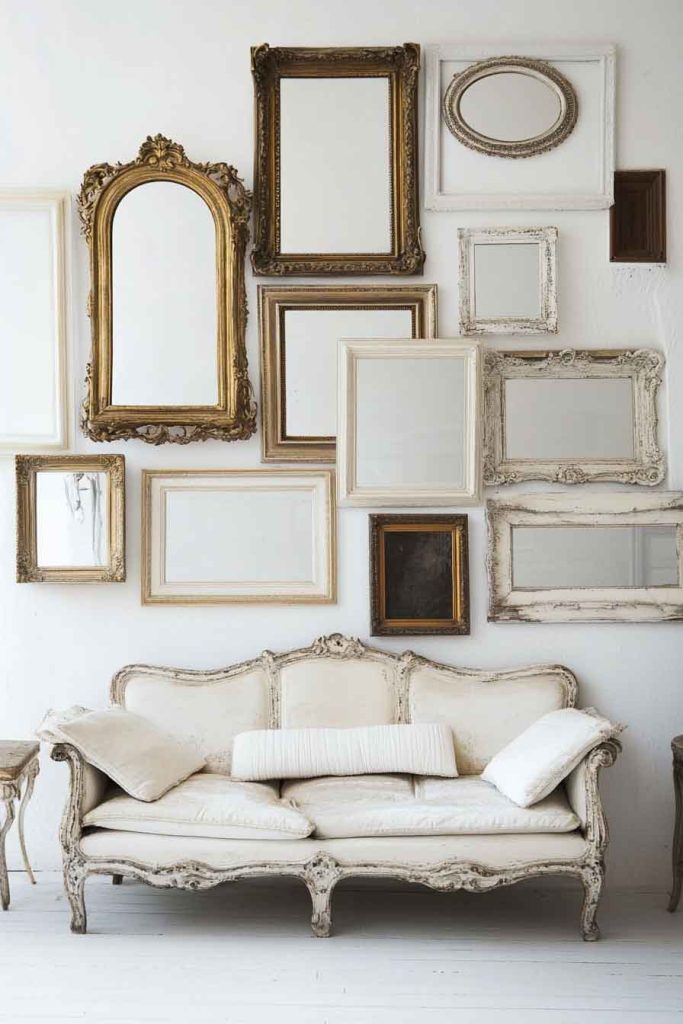Shabby Chic Living Room with Vintage Frames