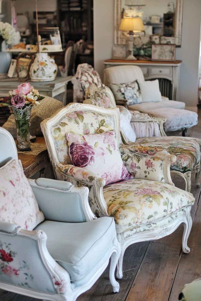 Shabby Chic Living Room with Vintage Chairs