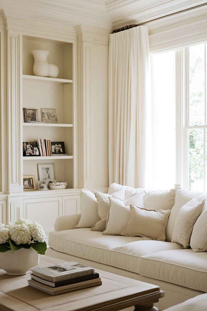 Classic Cream Living Room with Architectural Millwork