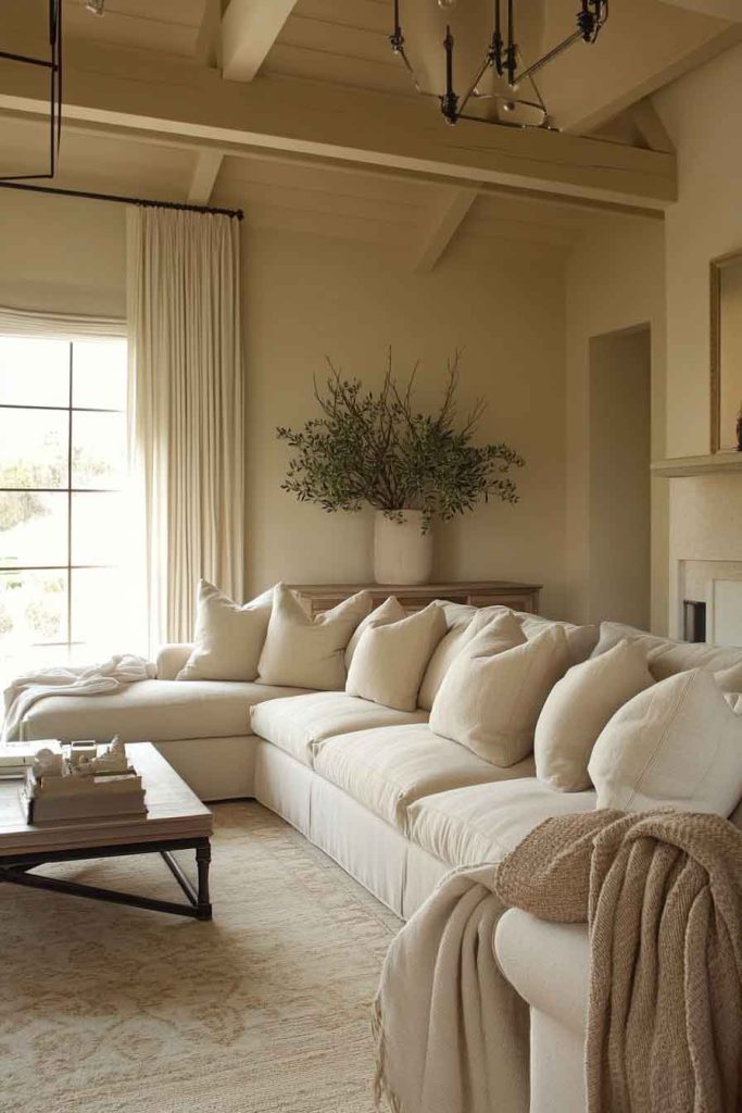 Warm Beige Living Room with Layered Textures