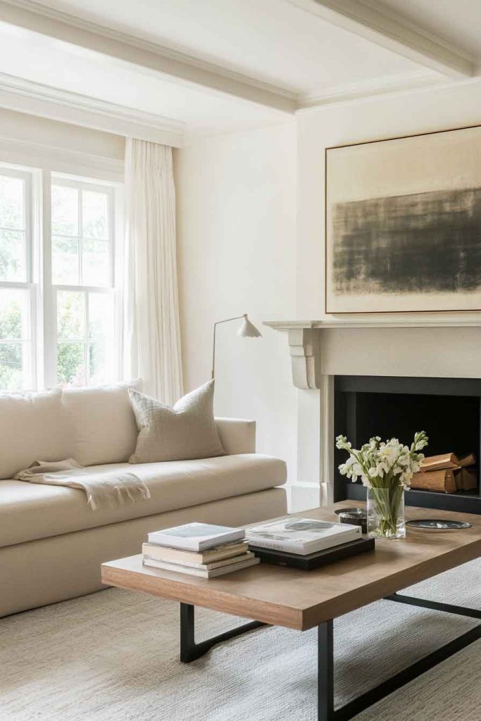 Contemporary Nancy Meyers Living Room with Minimalist Approach