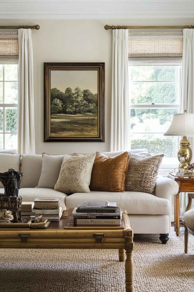 Sophisticated Living Room with Vintage Furniture Mix