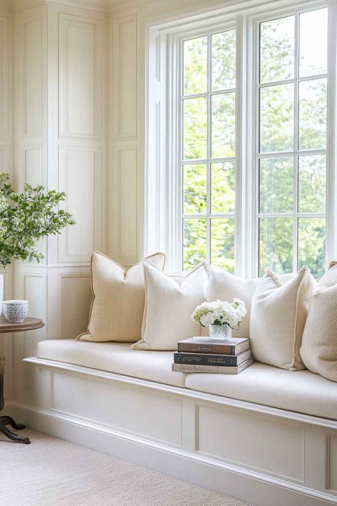 Elegant Living Room with Window Seats