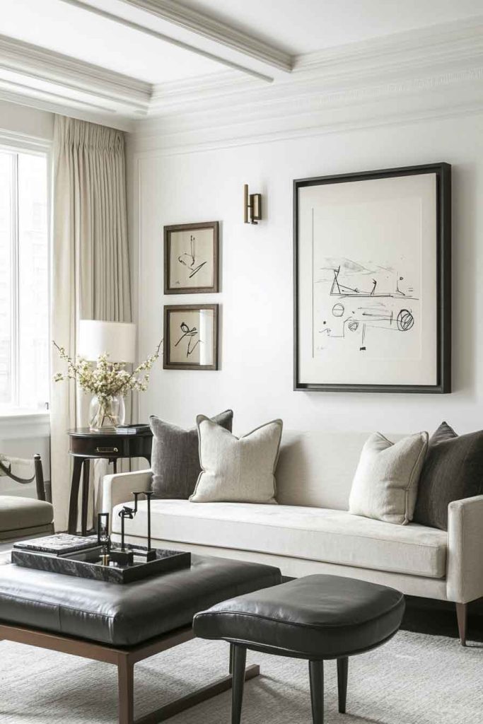 Sophisticated Living Room with Neutral Artwork