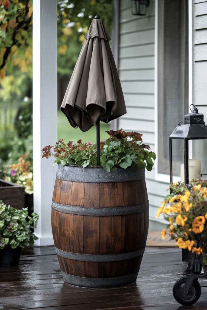 Wine Barrel Umbrella Storage