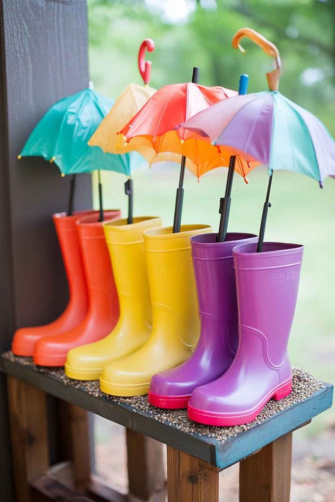 Repurposed Rain Boot Stand