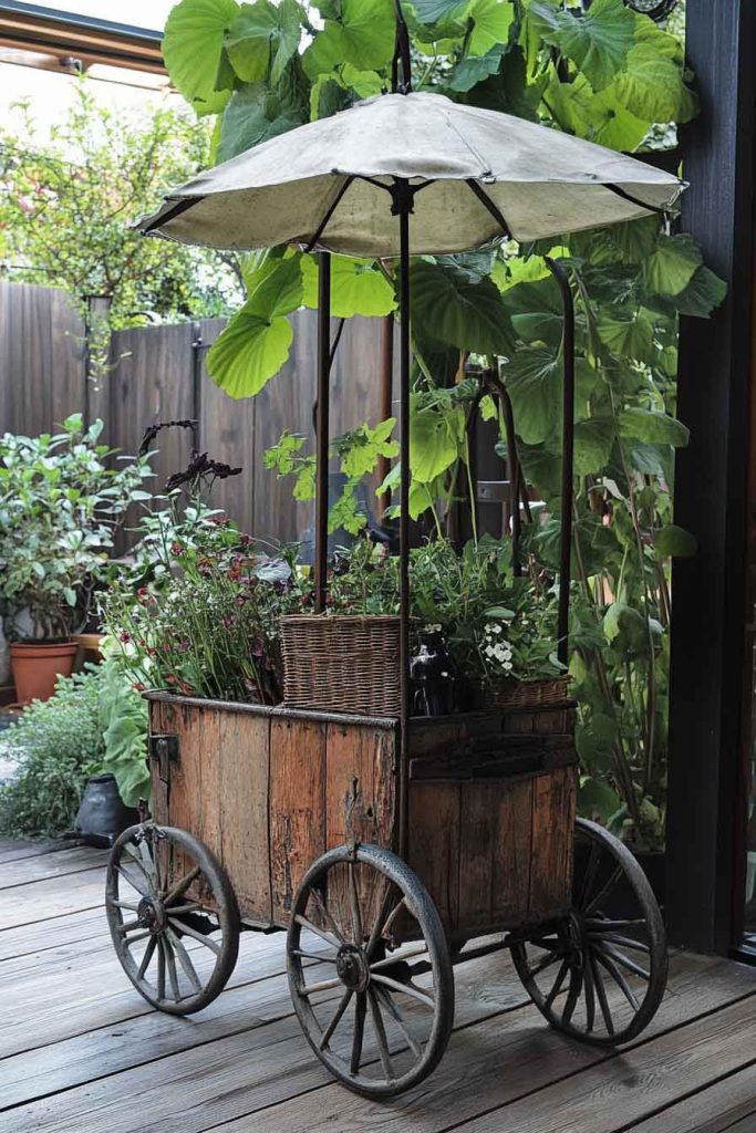 Vintage Umbrella Stand with Wheels