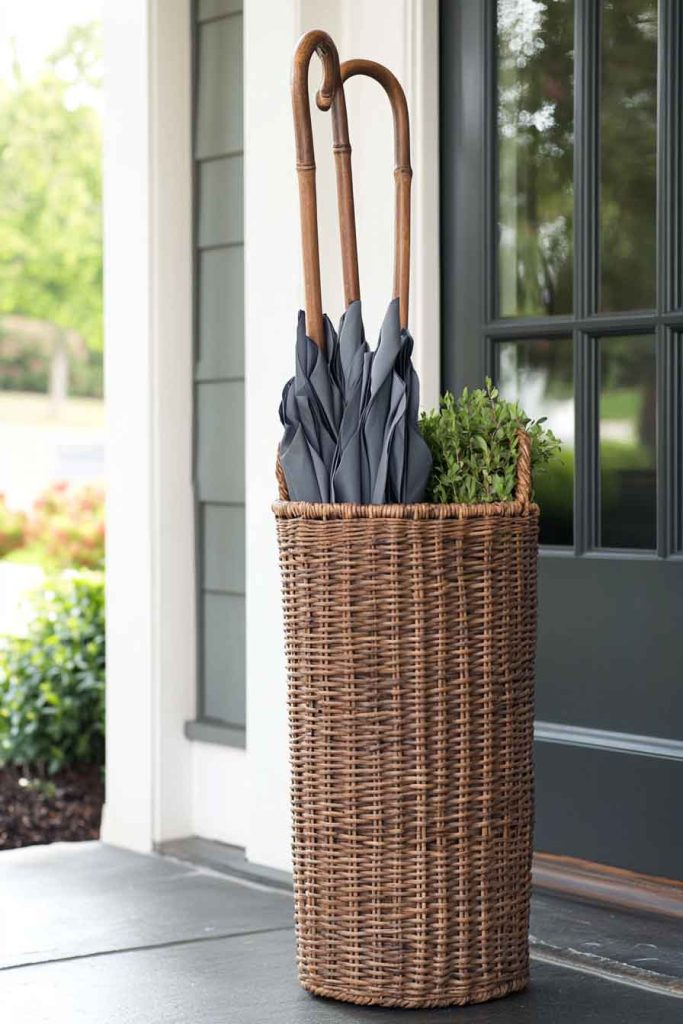 Woven Basket Umbrella Stand