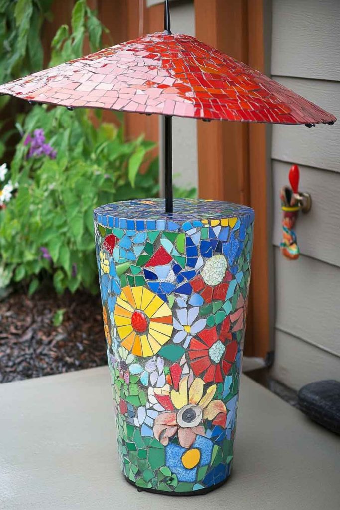 Decorative Umbrella Stand with Mosaic Tile