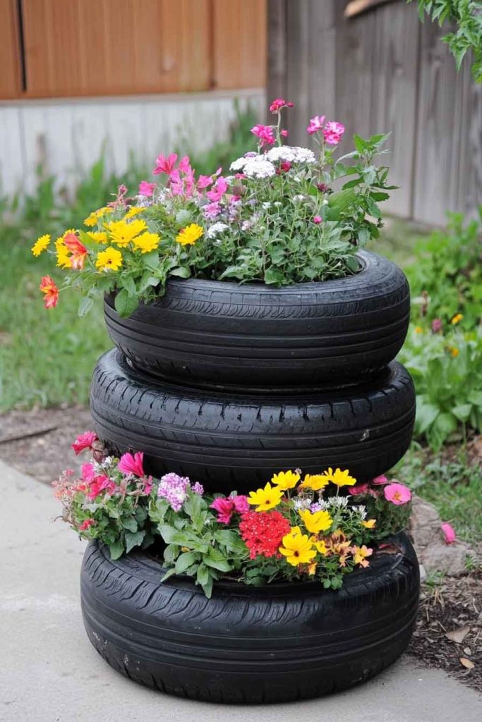 Tire Planter Umbrella Stand