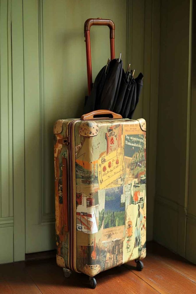 Vintage Suitcase Umbrella Holder