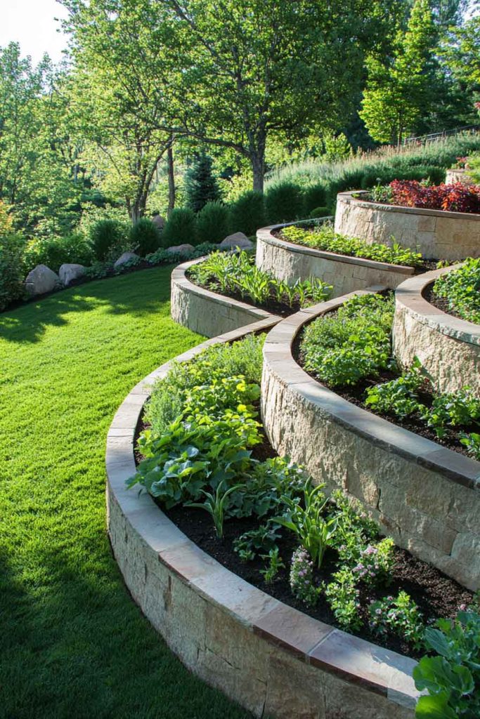 Sunken Raised Bed with Terraced Edges