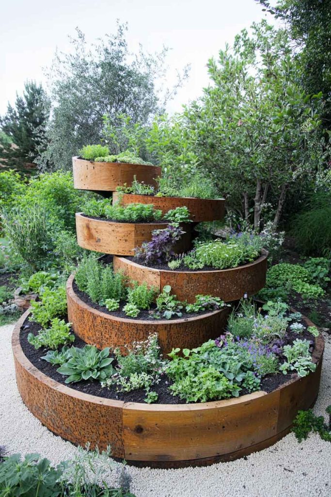 Spiral Raised Bed with Ascending Planting Levels