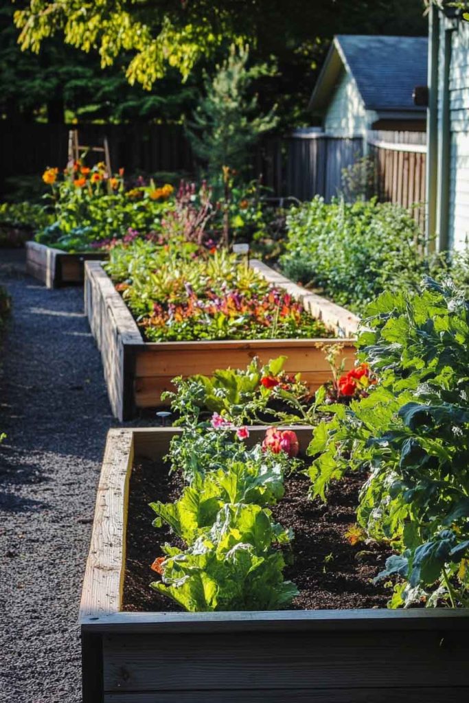 Long Narrow Linear Raised Bed Along Borders