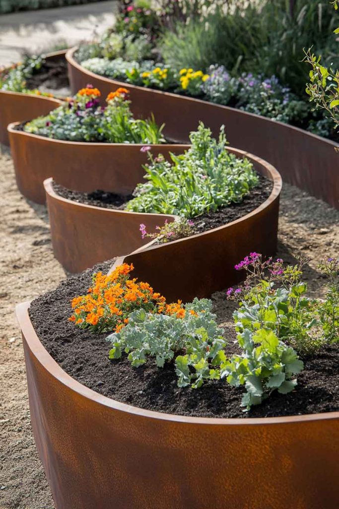 Asymmetrical Curved Raised Bed with Organic Form