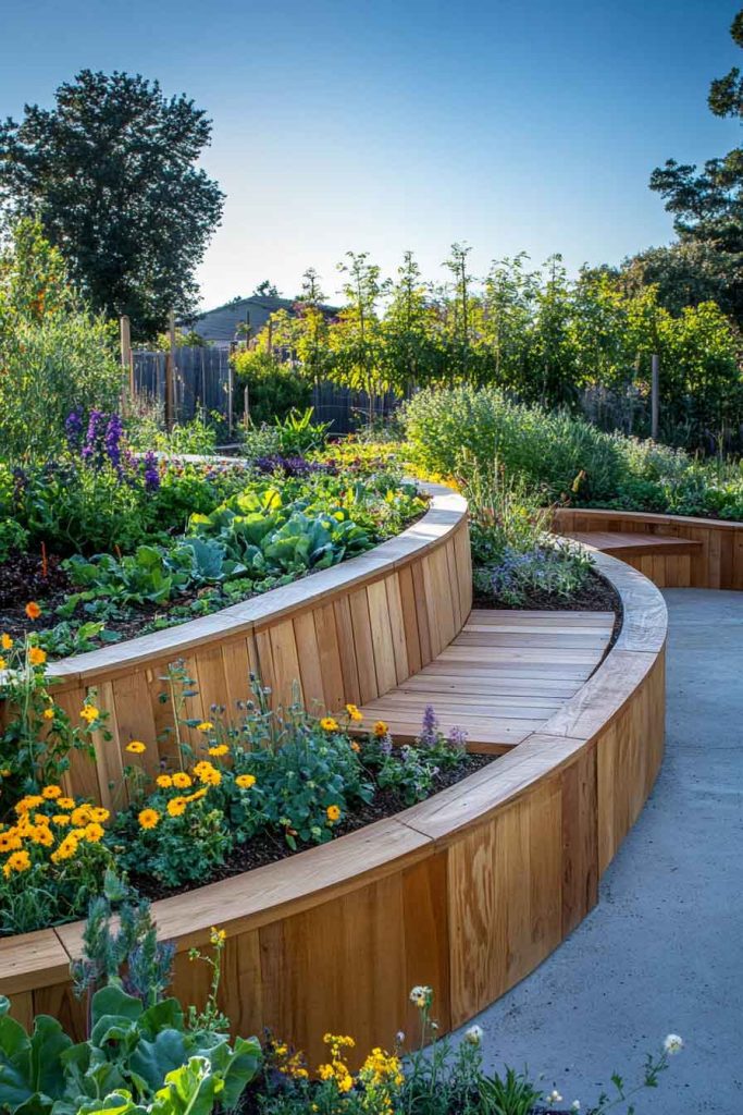 Elevated Wraparound Raised Bed with Seating Built-In