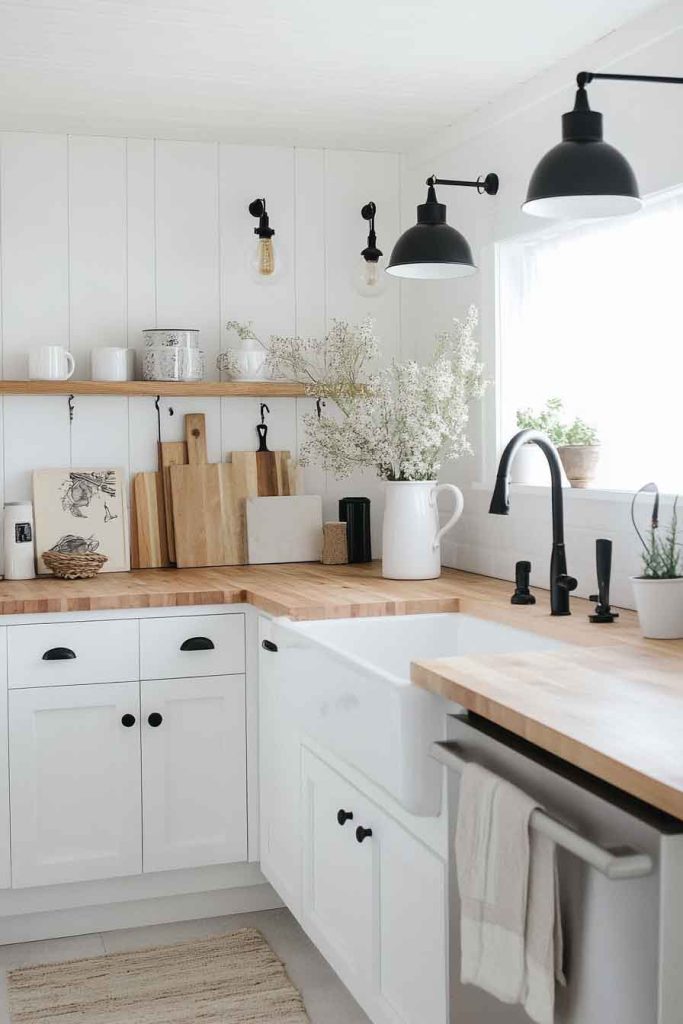 White and Butcher Block Kitchen