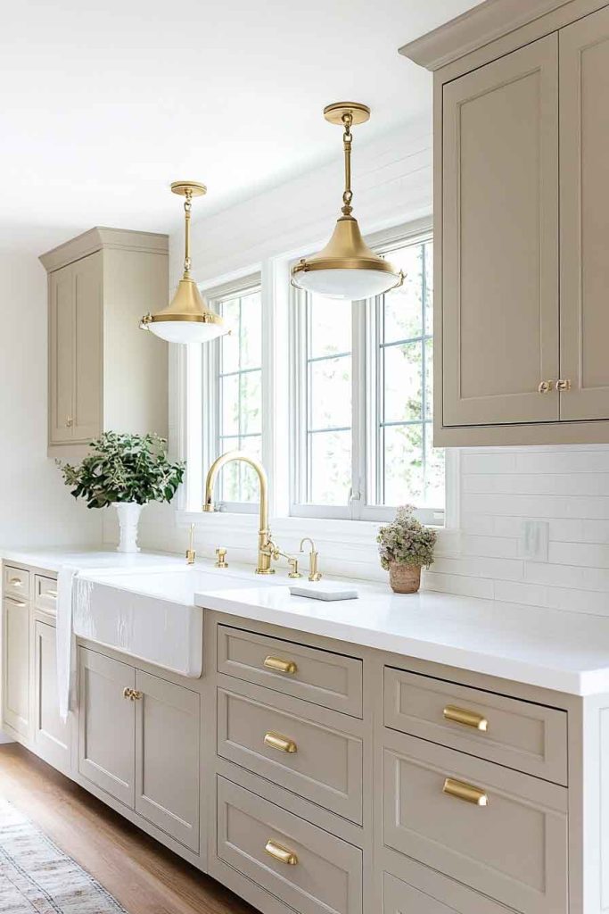Taupe and Brass Kitchen