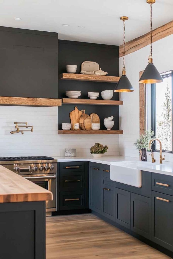 Charcoal and Warm Wood Kitchen