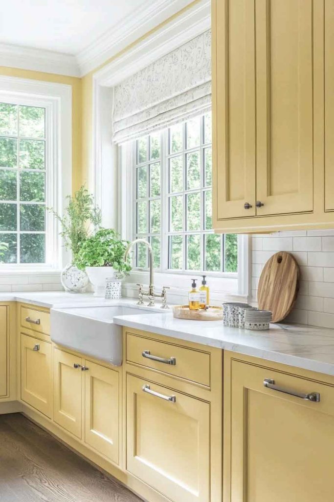 Soft Yellow and White Kitchen