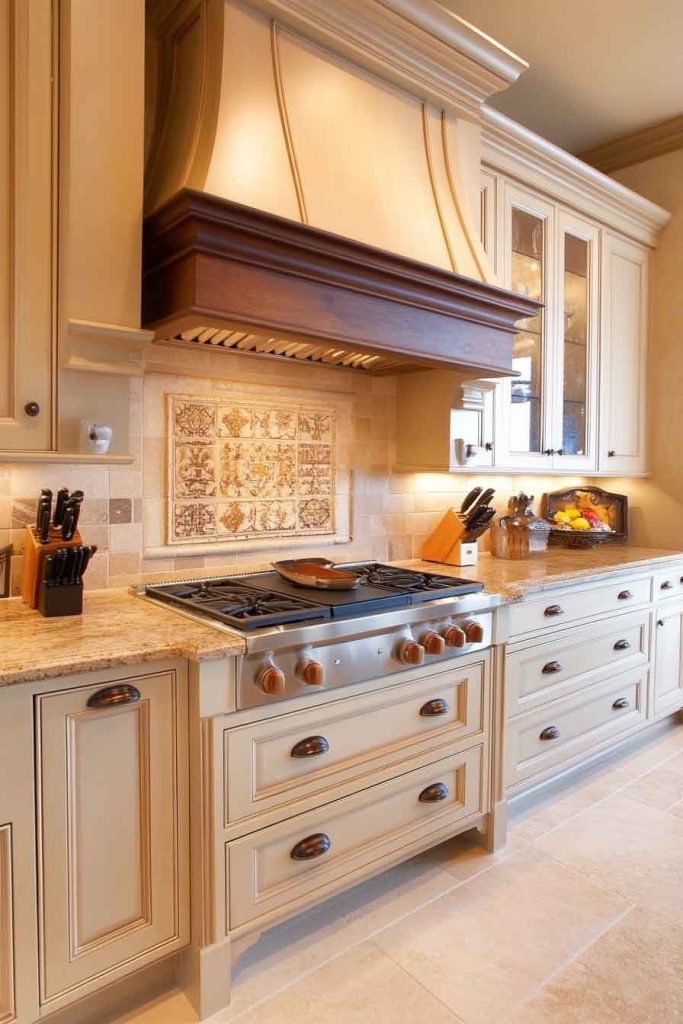 Warm Beige and Bronze Kitchen