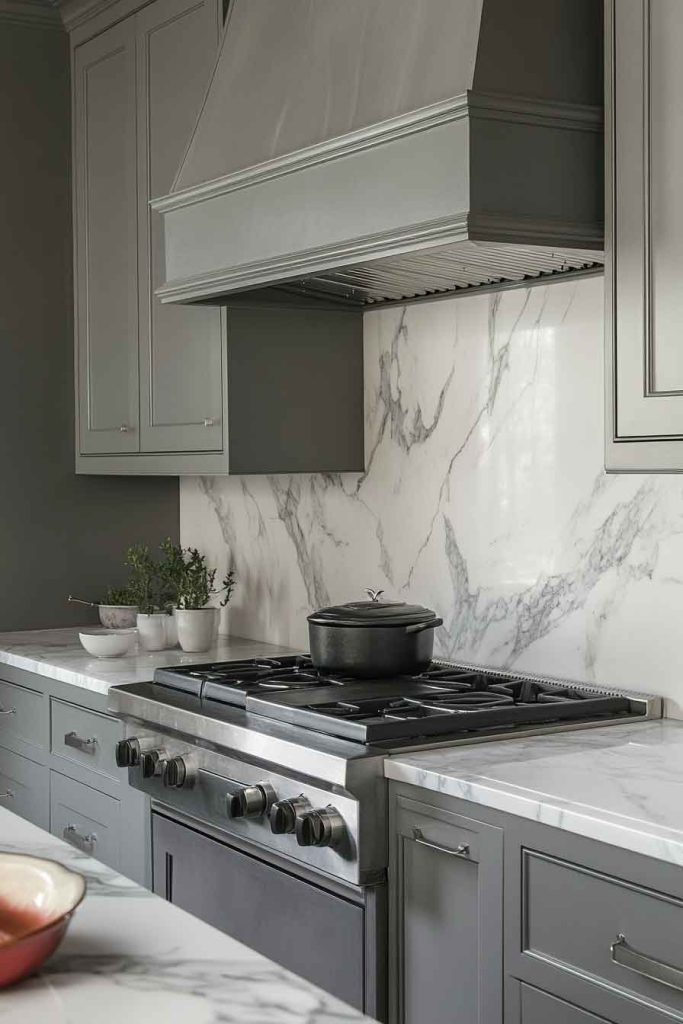 Pewter Grey and Marble Kitchen