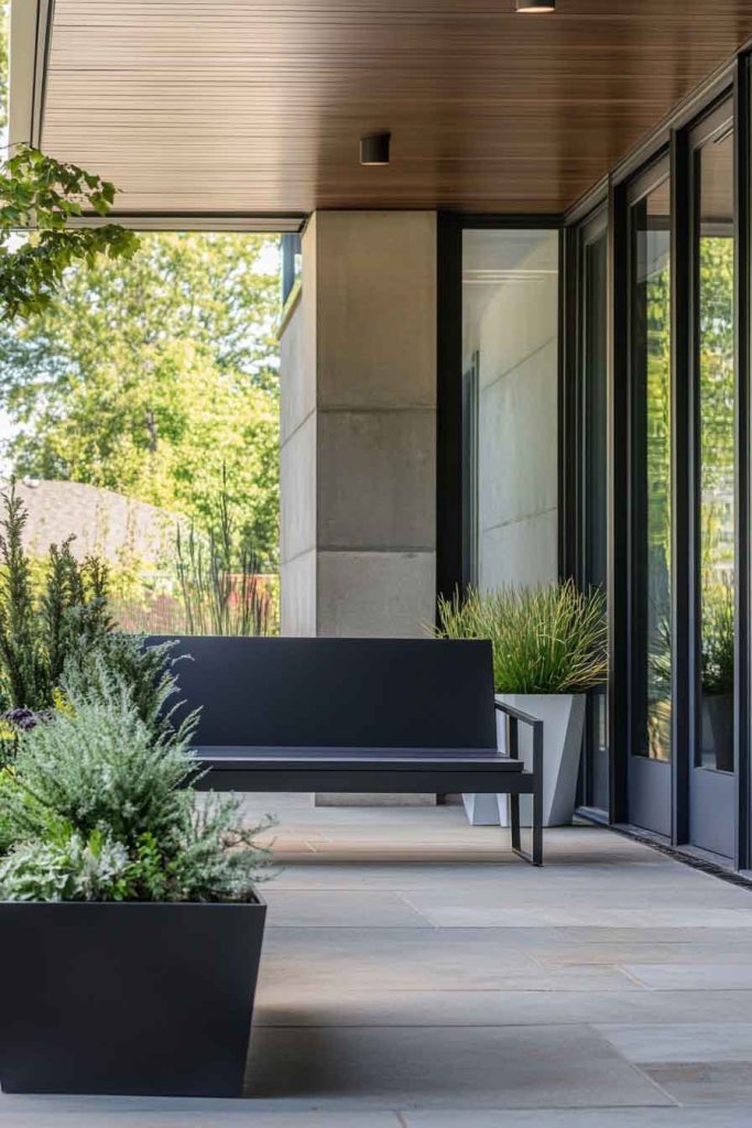 Modern Minimalist Porch with Sleek Seating