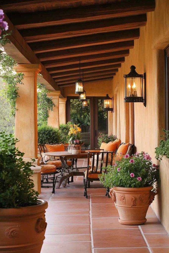 Mediterranean Porch with Terracotta and Warm Tones