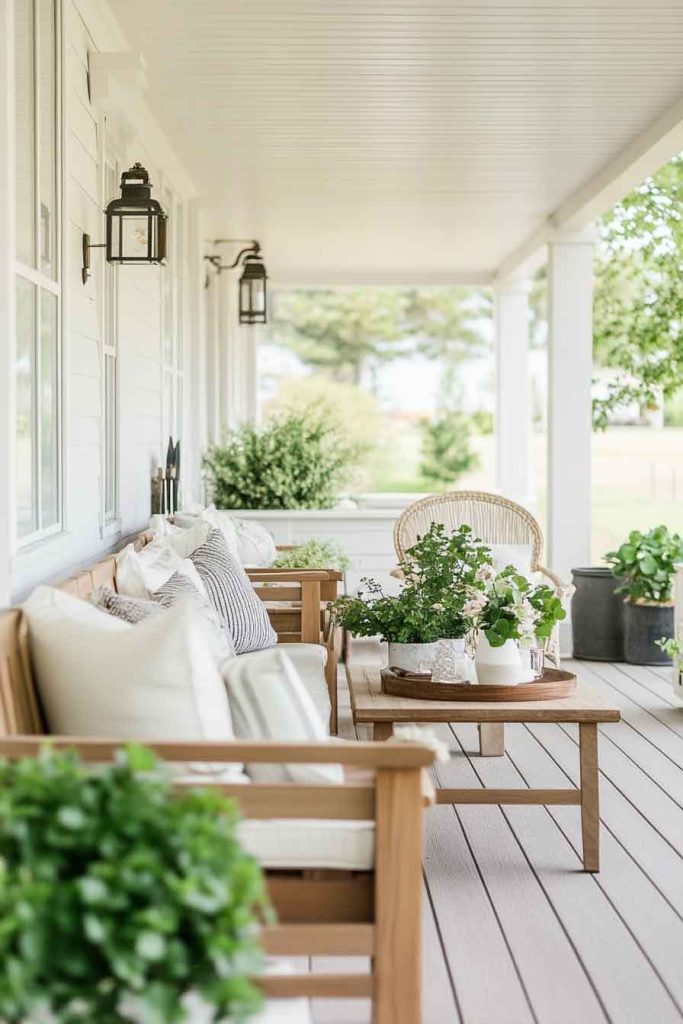 Scandinavian Porch with Light Woods and Minimalism