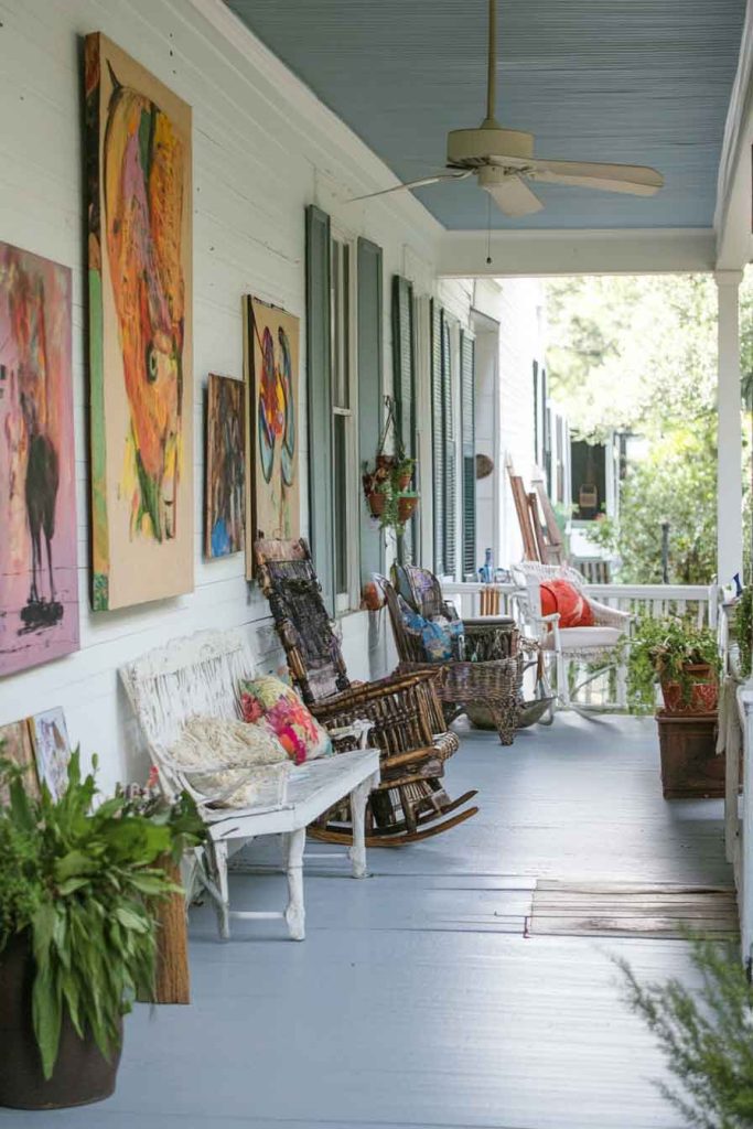  Eclectic Artist's Porch with Unique Creations